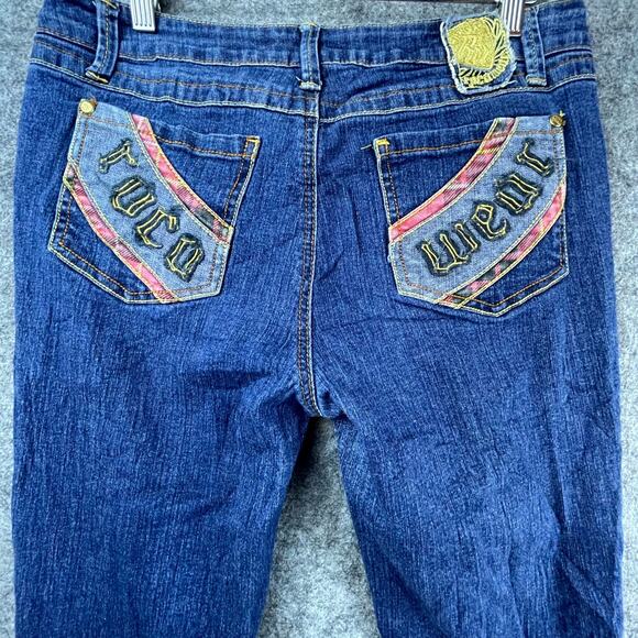Vintage Rocawear Bootcut Jeans Womens 11 Blue Denim Y2K Logo Embroidered - Picture 3 of 11